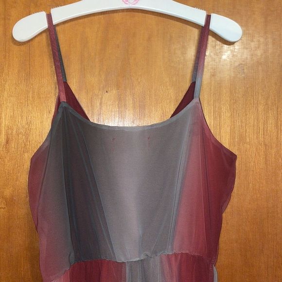 •ENVY•SHEER RED WINE/SMOKE GRAY SPAGHETTI STRAP ROMPER IN SIZE SMALL (NWOT) - Picture 7 of 9